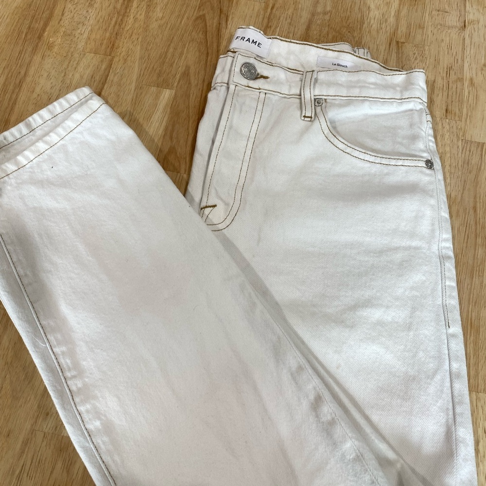 Frame Denim Straight Leg Jeans in Cream - Picture 6 of 13